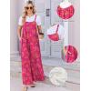 image:imageEkouaer Womens Casual Overalls Boho Floral Loose Wide Leg Jumpsuits Summer Pleated Outfits with PocketsRose Red Floral