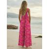image:imageEkouaer Womens Casual Overalls Boho Floral Loose Wide Leg Jumpsuits Summer Pleated Outfits with PocketsRose Red Floral