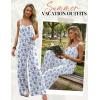 image:imageEkouaer Womens Casual Overalls Boho Floral Loose Wide Leg Jumpsuits Summer Pleated Outfits with PocketsWhite Blue Floral