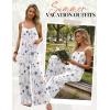 image:imageEkouaer Womens Casual Overalls Boho Floral Loose Wide Leg Jumpsuits Summer Pleated Outfits with PocketsWhite Floral