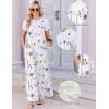 image:imageEkouaer Womens Casual Overalls Boho Floral Loose Wide Leg Jumpsuits Summer Pleated Outfits with PocketsWhite Floral