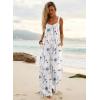 image:imageEkouaer Womens Casual Overalls Boho Floral Loose Wide Leg Jumpsuits Summer Pleated Outfits with PocketsWhite Floral