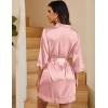 image:imageEkouaer Womens LaceTrim Silk Robes Bride Bridesmaid Kimono Satin Bathrobe V Neck Sleepwear with 34 SleeveChampagne