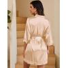 image:imageEkouaer Womens LaceTrim Silk Robes Bride Bridesmaid Kimono Satin Bathrobe V Neck Sleepwear with 34 SleeveFlesh Color