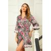 image:imageEkouaer Womens LaceTrim Silk Robes Bride Bridesmaid Kimono Satin Bathrobe V Neck Sleepwear with 34 SleeveFlower Leopard