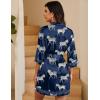 image:imageEkouaer Womens LaceTrim Silk Robes Bride Bridesmaid Kimono Satin Bathrobe V Neck Sleepwear with 34 SleeveNavy Blue Zebra