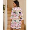 image:imageEkouaer Womens LaceTrim Silk Robes Bride Bridesmaid Kimono Satin Bathrobe V Neck Sleepwear with 34 SleevePink Tiger
