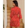 image:imageEkouaer Womens LaceTrim Silk Robes Bride Bridesmaid Kimono Satin Bathrobe V Neck Sleepwear with 34 SleeveRed Teddy