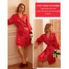 image:imageEkouaer Womens LaceTrim Silk Robes Bride Bridesmaid Kimono Satin Bathrobe V Neck Sleepwear with 34 SleeveRed Teddy