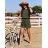image:imageEkouaer Womens Romper with Pockets Summer Short Jumpsuit Casual Cap Sleeve Drawstring One Piece Lounge Vacation Beach OutfitArmy Green
