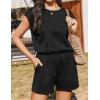image:imageEkouaer Womens Romper with Pockets Summer Short Jumpsuit Casual Cap Sleeve Drawstring One Piece Lounge Vacation Beach OutfitBlack