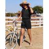 image:imageEkouaer Womens Romper with Pockets Summer Short Jumpsuit Casual Cap Sleeve Drawstring One Piece Lounge Vacation Beach OutfitBlack