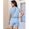 image:imageEkouaer Womens Romper with Pockets Summer Short Jumpsuit Casual Cap Sleeve Drawstring One Piece Lounge Vacation Beach OutfitBlue
