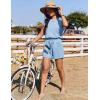 image:imageEkouaer Womens Romper with Pockets Summer Short Jumpsuit Casual Cap Sleeve Drawstring One Piece Lounge Vacation Beach OutfitBlue