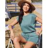 image:imageEkouaer Womens Romper with Pockets Summer Short Jumpsuit Casual Cap Sleeve Drawstring One Piece Lounge Vacation Beach OutfitGreen