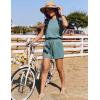 image:imageEkouaer Womens Romper with Pockets Summer Short Jumpsuit Casual Cap Sleeve Drawstring One Piece Lounge Vacation Beach OutfitGreen