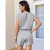 image:imageEkouaer Womens Romper with Pockets Summer Short Jumpsuit Casual Cap Sleeve Drawstring One Piece Lounge Vacation Beach OutfitGrey