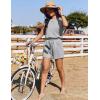 image:imageEkouaer Womens Romper with Pockets Summer Short Jumpsuit Casual Cap Sleeve Drawstring One Piece Lounge Vacation Beach OutfitGrey