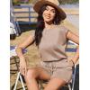 image:imageEkouaer Womens Romper with Pockets Summer Short Jumpsuit Casual Cap Sleeve Drawstring One Piece Lounge Vacation Beach OutfitKhaki
