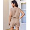 image:imageEkouaer Womens Romper with Pockets Summer Short Jumpsuit Casual Cap Sleeve Drawstring One Piece Lounge Vacation Beach OutfitKhaki