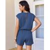 image:imageEkouaer Womens Romper with Pockets Summer Short Jumpsuit Casual Cap Sleeve Drawstring One Piece Lounge Vacation Beach OutfitNavy