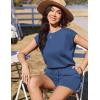 image:imageEkouaer Womens Romper with Pockets Summer Short Jumpsuit Casual Cap Sleeve Drawstring One Piece Lounge Vacation Beach OutfitNavy