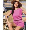 image:imageEkouaer Womens Romper with Pockets Summer Short Jumpsuit Casual Cap Sleeve Drawstring One Piece Lounge Vacation Beach OutfitRose Pink