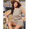 image:imageEkouaer Womens Romper with Pockets Summer Short Jumpsuit Casual Cap Sleeve Drawstring One Piece Lounge Vacation Beach OutfitStone