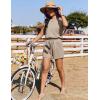 image:imageEkouaer Womens Romper with Pockets Summer Short Jumpsuit Casual Cap Sleeve Drawstring One Piece Lounge Vacation Beach OutfitStone