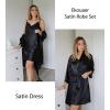 image:imageEkouaer Womens Satin Robe Set Nightgown with Robes Silk Pajama Set 2 Pieces Lingerie Cowl Neck Cami Sleepwear SetsBlack