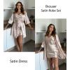 image:imageEkouaer Womens Satin Robe Set Nightgown with Robes Silk Pajama Set 2 Pieces Lingerie Cowl Neck Cami Sleepwear SetsChampagne