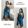 image:imageEkouaer Womens Satin Robe Set Nightgown with Robes Silk Pajama Set 2 Pieces Lingerie Cowl Neck Cami Sleepwear SetsDeep Blue