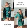 image:imageEkouaer Womens Satin Robe Set Nightgown with Robes Silk Pajama Set 2 Pieces Lingerie Cowl Neck Cami Sleepwear SetsGreen