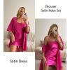 image:imageEkouaer Womens Satin Robe Set Nightgown with Robes Silk Pajama Set 2 Pieces Lingerie Cowl Neck Cami Sleepwear SetsHot Pink
