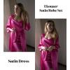 image:imageEkouaer Womens Satin Robe Set Nightgown with Robes Silk Pajama Set 2 Pieces Lingerie Cowl Neck Cami Sleepwear SetsHot Pink