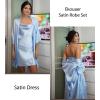 image:imageEkouaer Womens Satin Robe Set Nightgown with Robes Silk Pajama Set 2 Pieces Lingerie Cowl Neck Cami Sleepwear SetsLight Blue