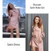 image:imageEkouaer Womens Satin Robe Set Nightgown with Robes Silk Pajama Set 2 Pieces Lingerie Cowl Neck Cami Sleepwear SetsLight Pink