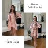 image:imageEkouaer Womens Satin Robe Set Nightgown with Robes Silk Pajama Set 2 Pieces Lingerie Cowl Neck Cami Sleepwear SetsLight Pink