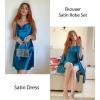 image:imageEkouaer Womens Satin Robe Set Nightgown with Robes Silk Pajama Set 2 Pieces Lingerie Cowl Neck Cami Sleepwear SetsNavy Blue