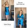 image:imageEkouaer Womens Satin Robe Set Nightgown with Robes Silk Pajama Set 2 Pieces Lingerie Cowl Neck Cami Sleepwear SetsNavy Blue
