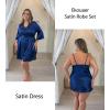 image:imageEkouaer Womens Satin Robe Set Nightgown with Robes Silk Pajama Set 2 Pieces Lingerie Cowl Neck Cami Sleepwear SetsNavy Blue