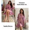 image:imageEkouaer Womens Satin Robe Set Nightgown with Robes Silk Pajama Set 2 Pieces Lingerie Cowl Neck Cami Sleepwear SetsPurple Red