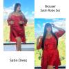 image:imageEkouaer Womens Satin Robe Set Nightgown with Robes Silk Pajama Set 2 Pieces Lingerie Cowl Neck Cami Sleepwear SetsRed