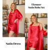 image:imageEkouaer Womens Satin Robe Set Nightgown with Robes Silk Pajama Set 2 Pieces Lingerie Cowl Neck Cami Sleepwear SetsRed