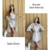 image:imageEkouaer Womens Satin Robe Set Nightgown with Robes Silk Pajama Set 2 Pieces Lingerie Cowl Neck Cami Sleepwear SetsWhite