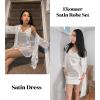 image:imageEkouaer Womens Satin Robe Set Nightgown with Robes Silk Pajama Set 2 Pieces Lingerie Cowl Neck Cami Sleepwear SetsWhite