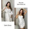 image:imageEkouaer Womens Satin Robe Set Nightgown with Robes Silk Pajama Set 2 Pieces Lingerie Cowl Neck Cami Sleepwear SetsWhite