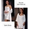 image:imageEkouaer Womens Satin Robe Set Nightgown with Robes Silk Pajama Set 2 Pieces Lingerie Cowl Neck Cami Sleepwear SetsWhite