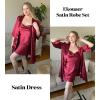image:imageEkouaer Womens Satin Robe Set Nightgown with Robes Silk Pajama Set 2 Pieces Lingerie Cowl Neck Cami Sleepwear SetsWine Red