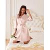 image:imageEkouaer Womens Satin Robe Short Bridesmaid Bride Feather Bridal Robe Kimono Silky Long Sleeve Bathrobe SXXLBchampagne